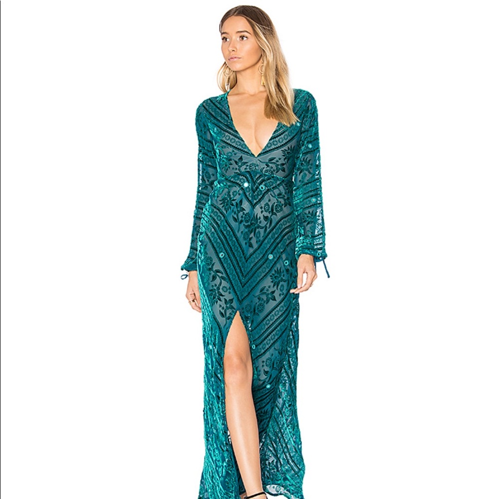 For Love & Lemons Jadore Emerald Dress